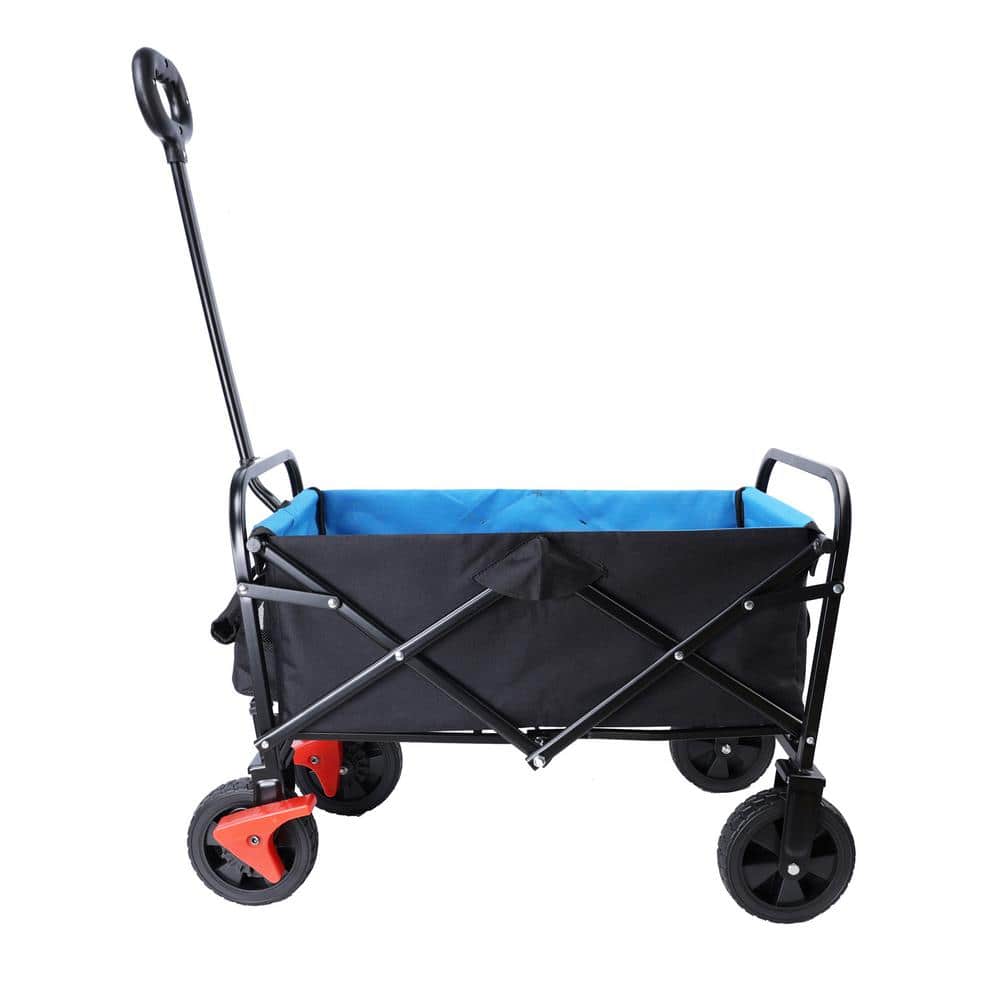 4 cu. ft. Metal Garden Cart, Black and Blue - Hercitys