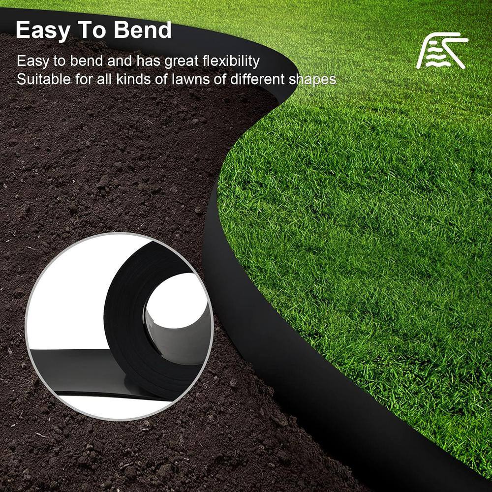 10 in. W x 80 ft. L Black Recycled Flexible HDPE Coiled Terrace Board Landscape Edging Against Invading Weeds - Hercitys