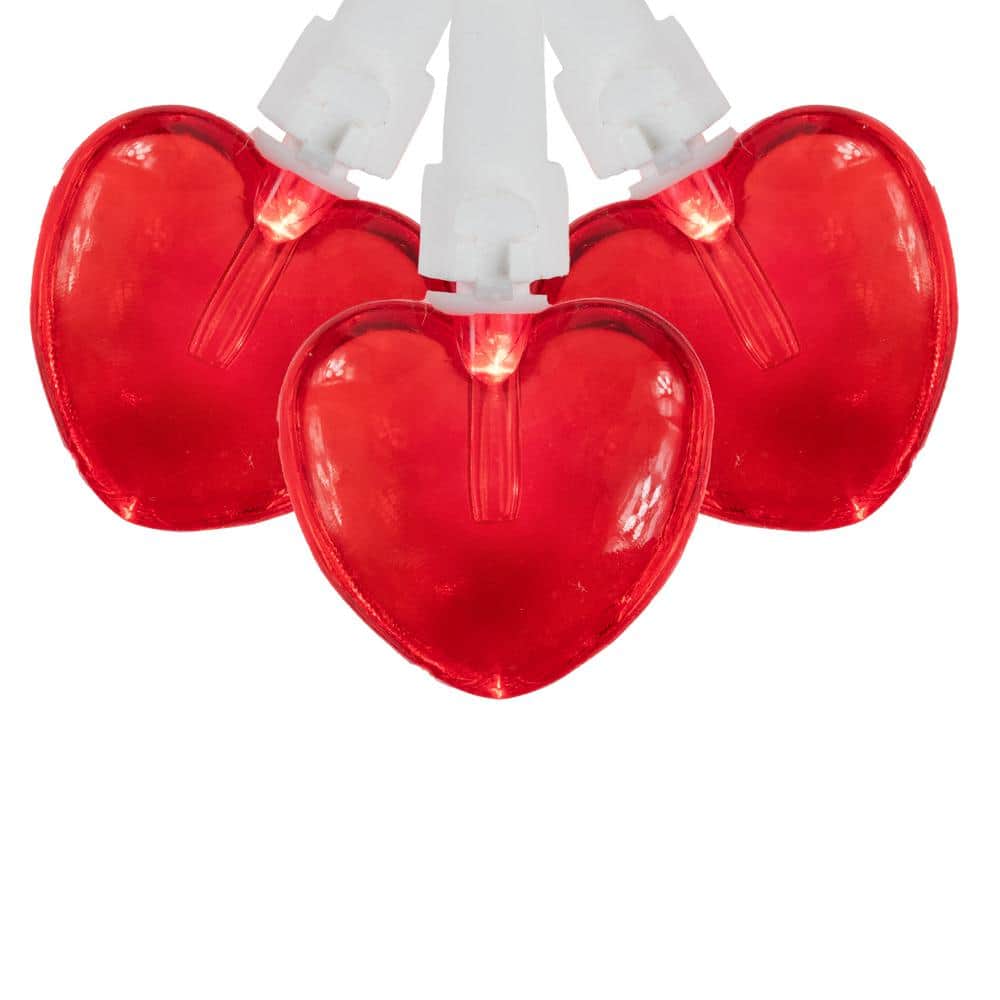 4.75 ft. 20-Light Red Valentine’s Day Heart Mini LED Lights with White Wire - Hercitys