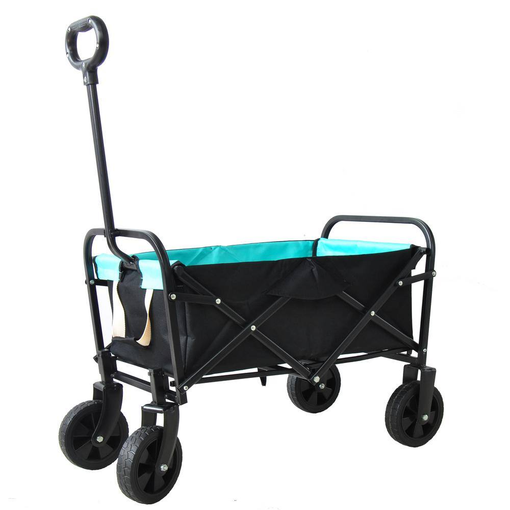 3 cu. ft. Steel Folding Shopping Beach Garden Cart in Black and Blue - Hercitys