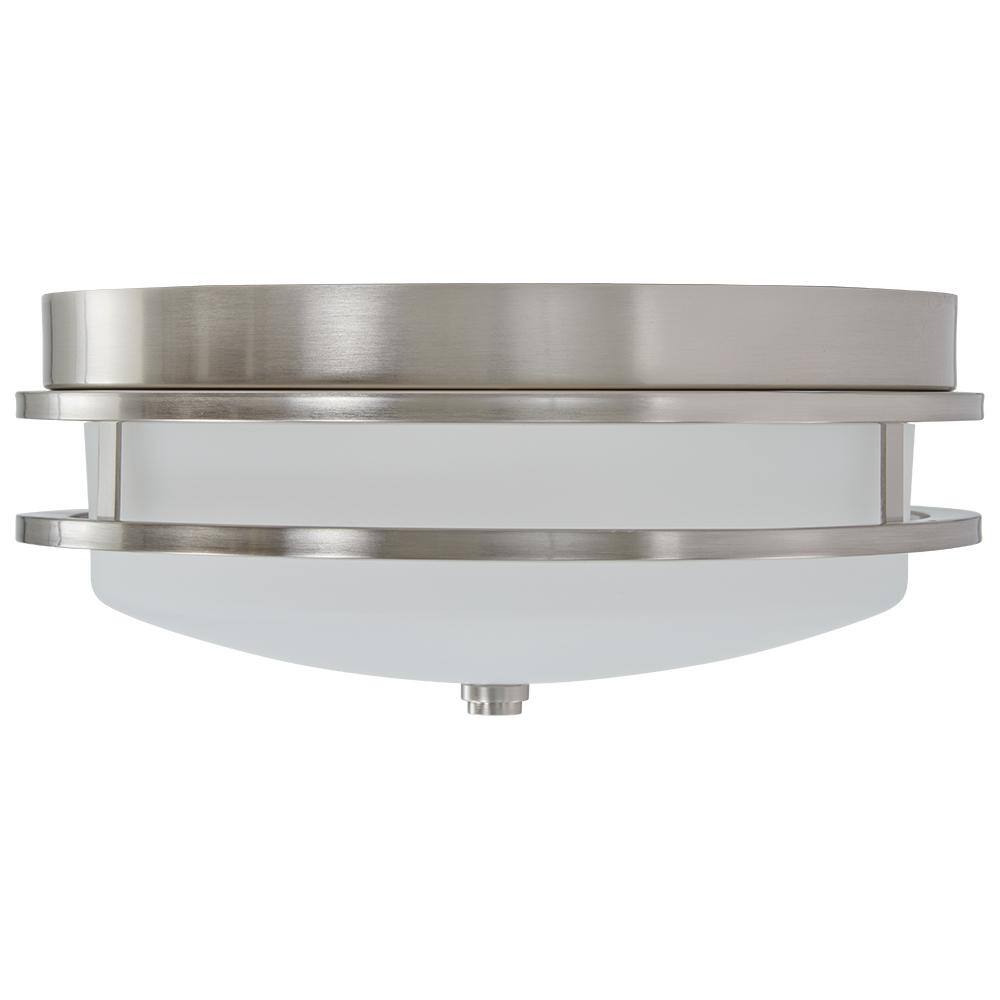 13.75 in. 1-Light Brushed Nickel LED Flush Mount - Hercitys