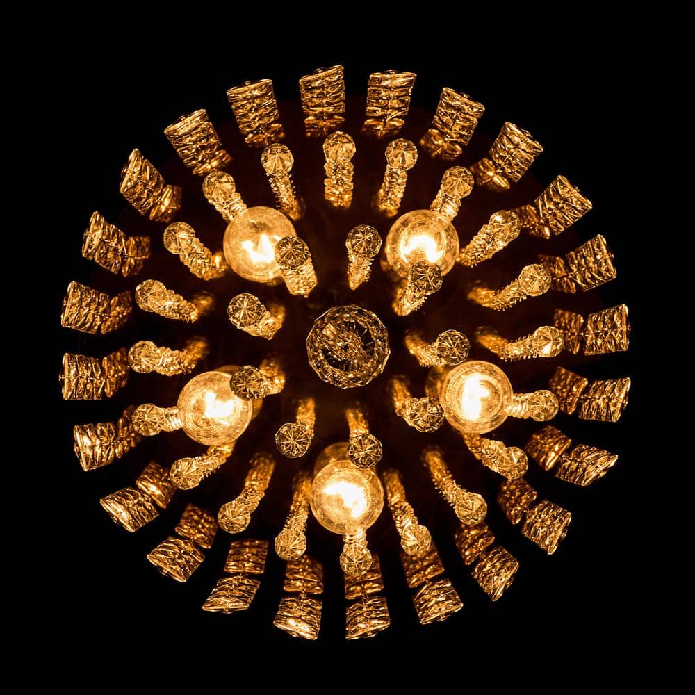 11 in. 5-Light Gold Flush Mount Chandelier with K9 Crystals - Hercitys