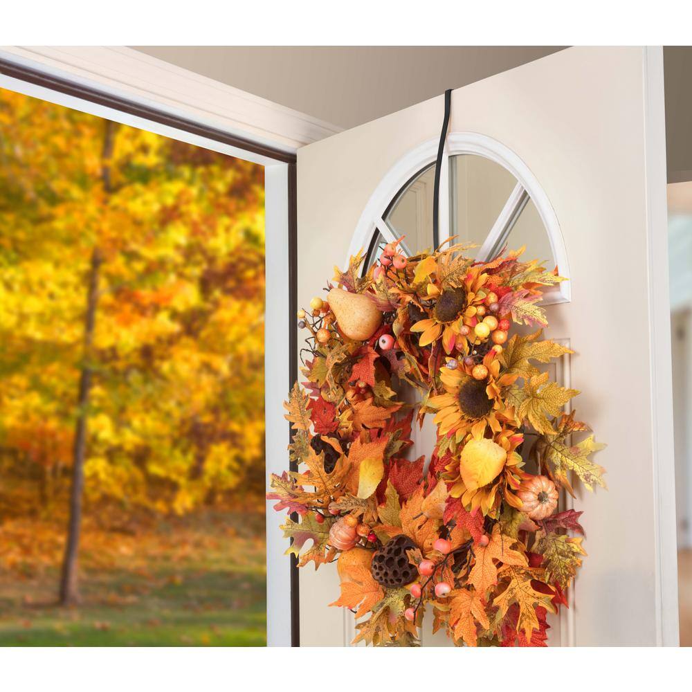 16.5 in. Matte Black Metal High Profile Wreath Hanger - Hercitys