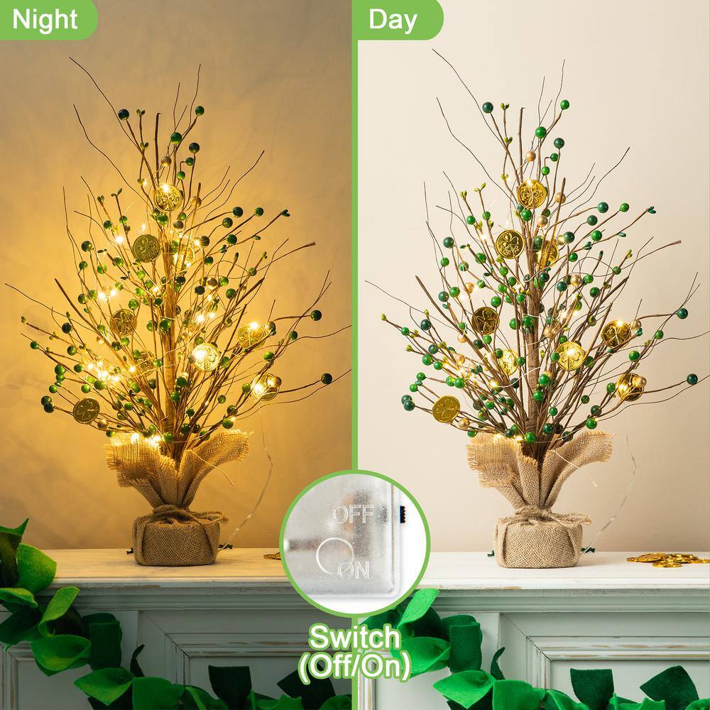 21 in. Lighted St.Patrick’s and Christmas Gold Coin Table Tree - Hercitys