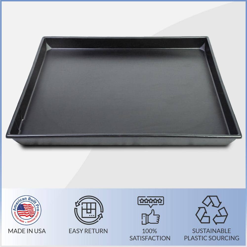 33 in. x 28 in. Heavy Duty Plastic HVAC Condensate Drain Pan with Drain Hose Adapter - Hercitys