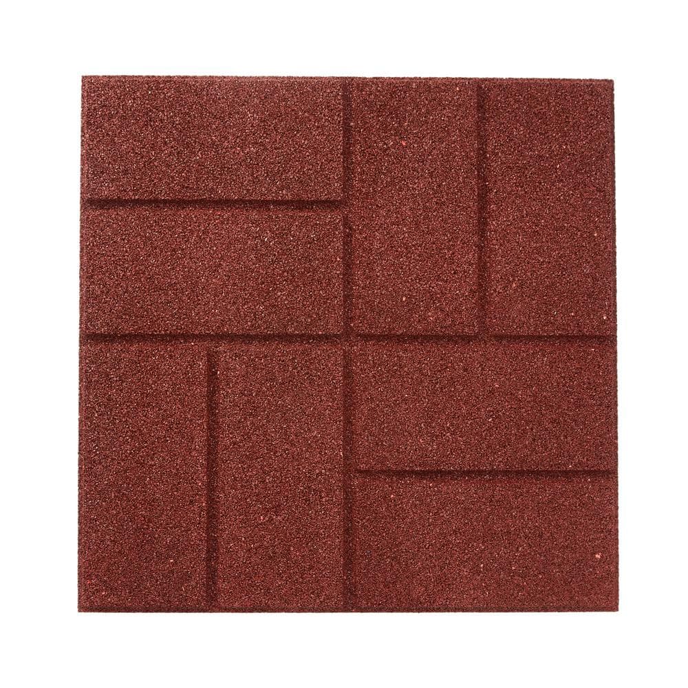 16 in. x 16 in. x 3/4 in. Red Dual-Sided Rubber Paver (9-Pack) - Hercitys