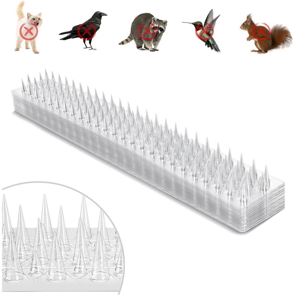 18 in. x 3 in. Clear PVC Bird Spikes Advanced Dual-Length Spikes for Narrow Landing Gaps & Precision Deterrence 36-Pack - Hercitys