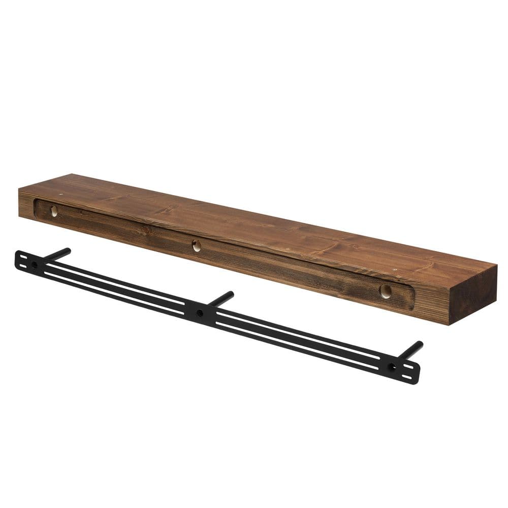 36 in. Dark Chocolate Timber Floating Shelf – Versatile Wood Mantel and Wall Shelf - Hercitys