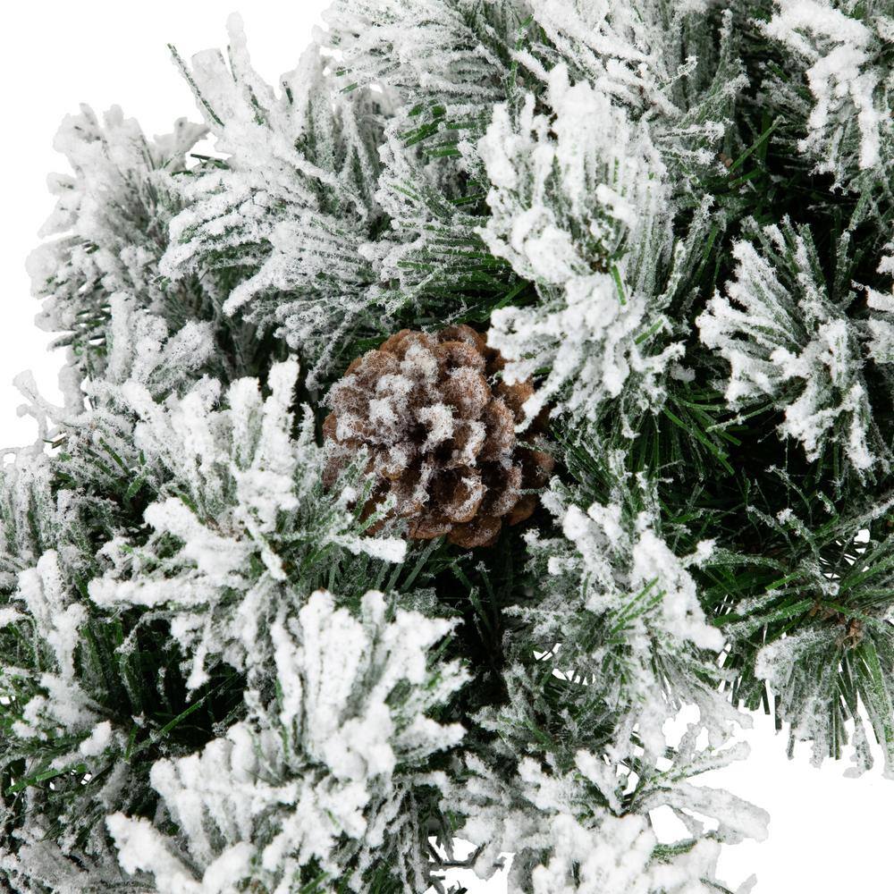 36 in. Flocked Angel Pine with Pine Cones Artificial Christmas Wreath - Hercitys