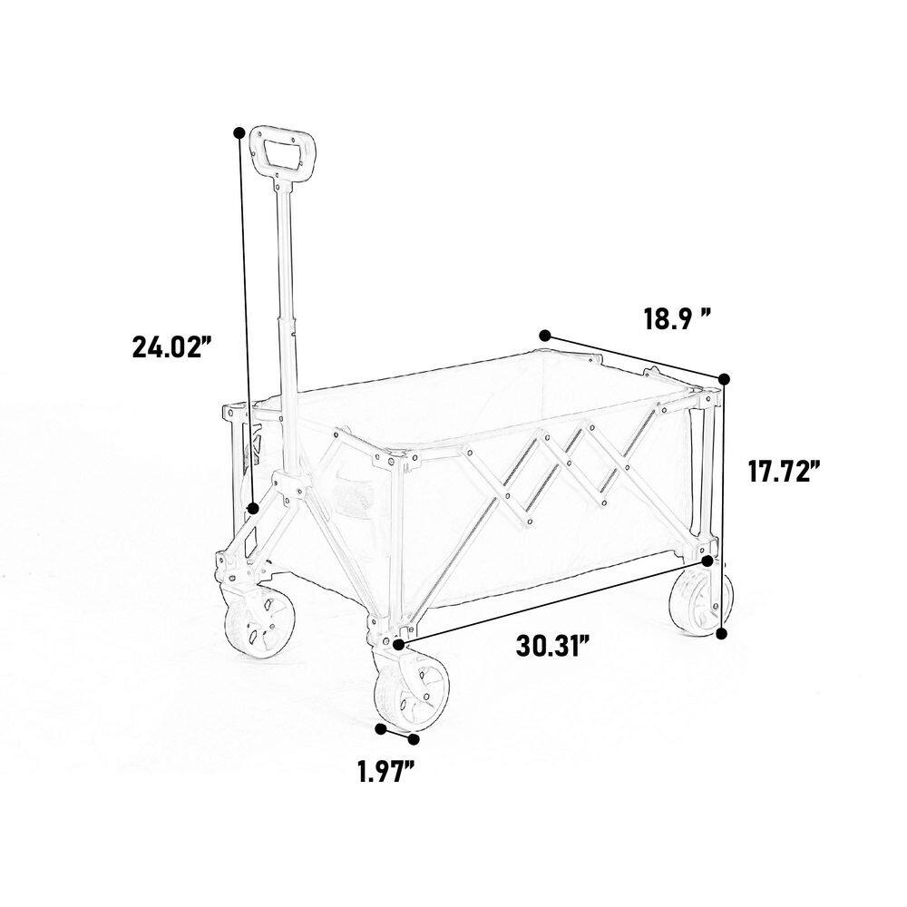 5.87 cu. ft. Army Green Fabric Folding Wagon Cart, Heavy Duty Garden Cart with All-Terrain Wheels and Adjustable Handle - Hercitys