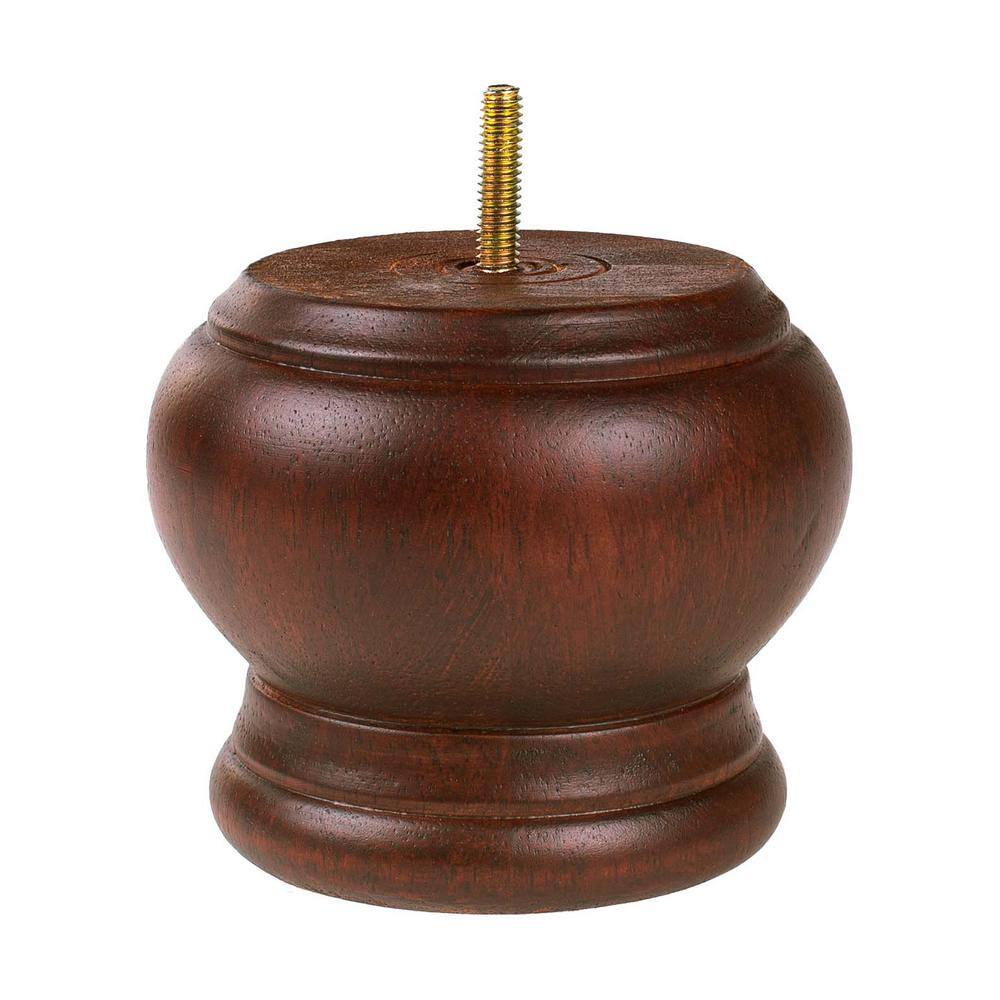 4 in. x 4-3/4 in. Stained Cherry Solid Hardwood Round Bun Foot - Hercitys