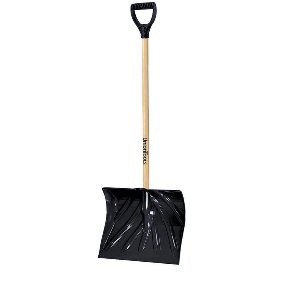 37.18 in. Wood Handle and Plastic Blade D-Grip Snow Shovel and Pusher - Hercitys