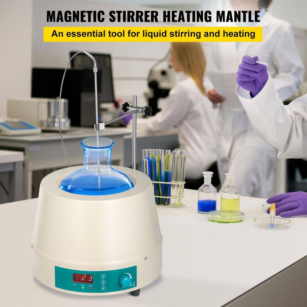 2000ml Heating Mantle, 600W Electric Magnetic Stirrer, Max Temp 450°C, Digital Magnetic Heating Mantle Kit - Hercitys