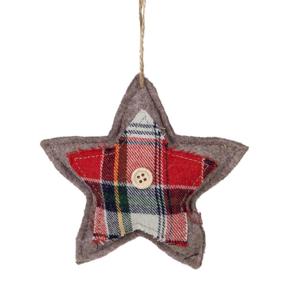 4.5 in. Plaid Star Shaped Plush Christmas Ornament - Hercitys