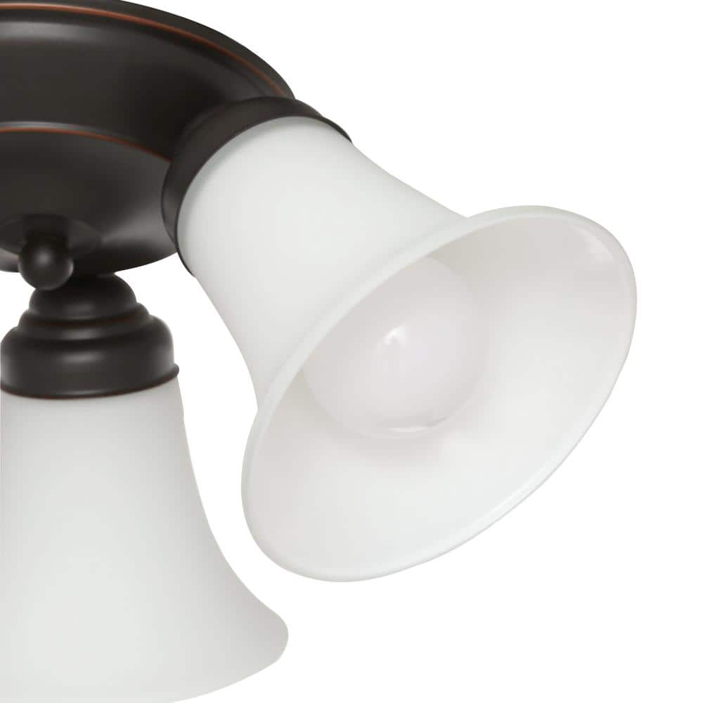 17.5 in. 3-Light Oil-Rubbed Bronze Flush Mount with Bell Shaped Frosted Glass Shades - Hercitys