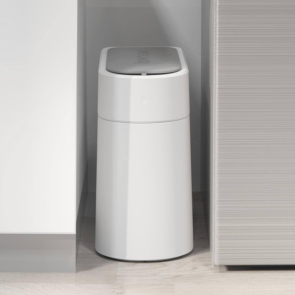 3.4 Gal. White Plastic Smart Trash Can - Hercitys