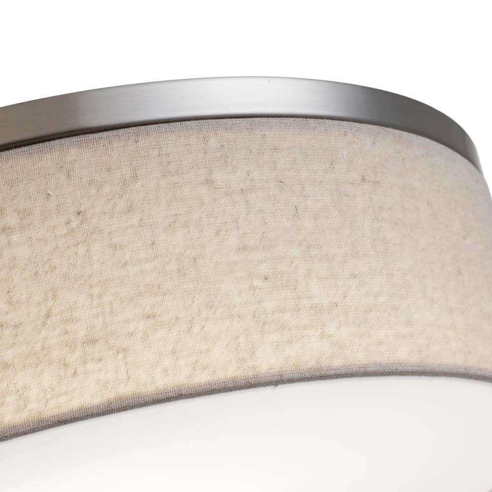 15 in. Brushed Nickel Dimmable 23-Watt Selectable LED Flush Mount Ceiling Light 3000K/4000K/5000K with Fabric Shade - Hercitys