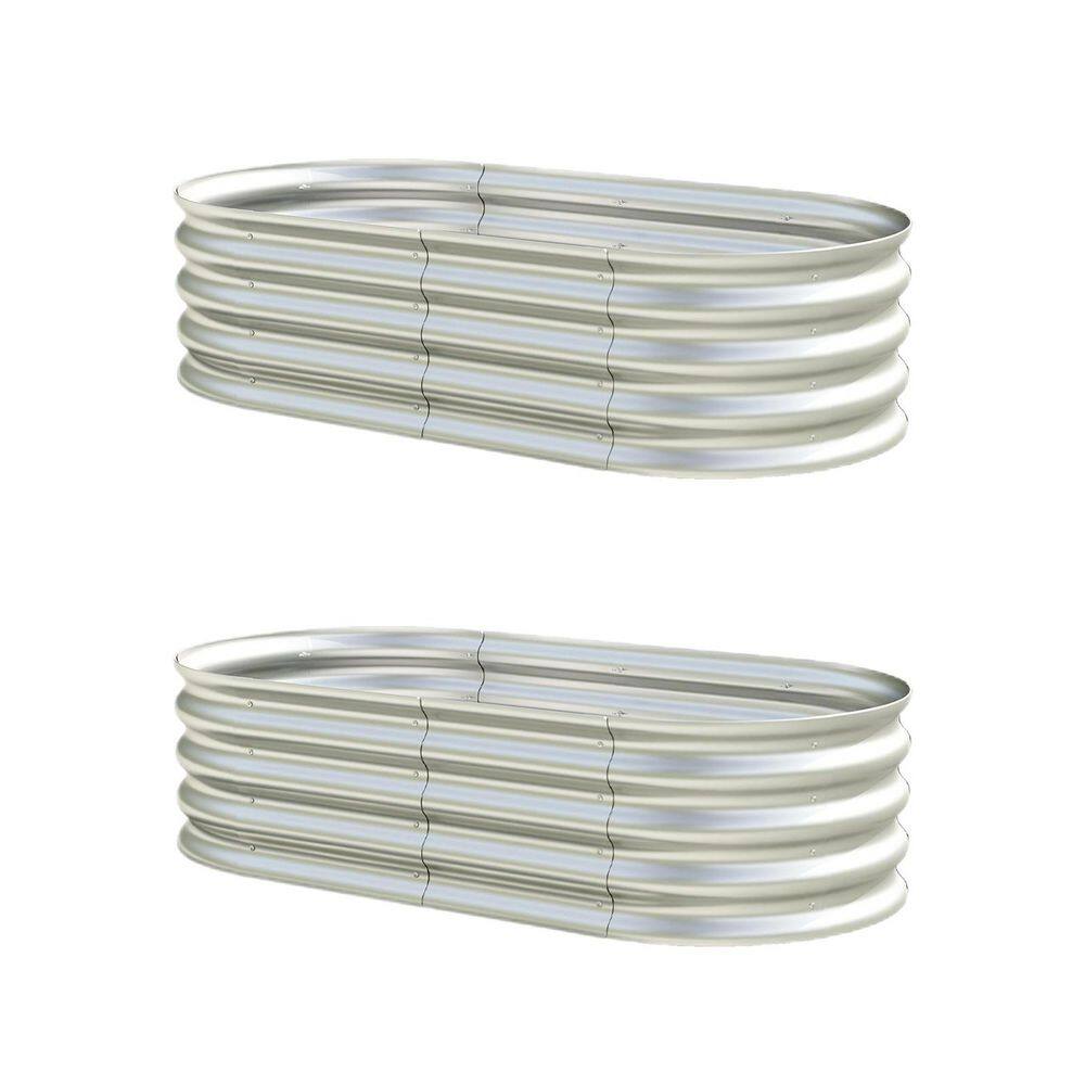 2 PCS 48 in. L x 24 in. W x 12 in. H Outdoor Rust Resistant Silver Galvanized Metal Raised Garden Bed - Hercitys