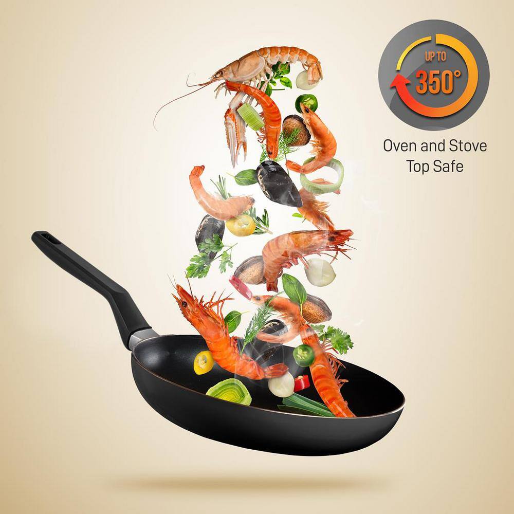 13-Piece Aluminum Stylish Kitchen Cookware Set, Non-Stick in Black - Hercitys