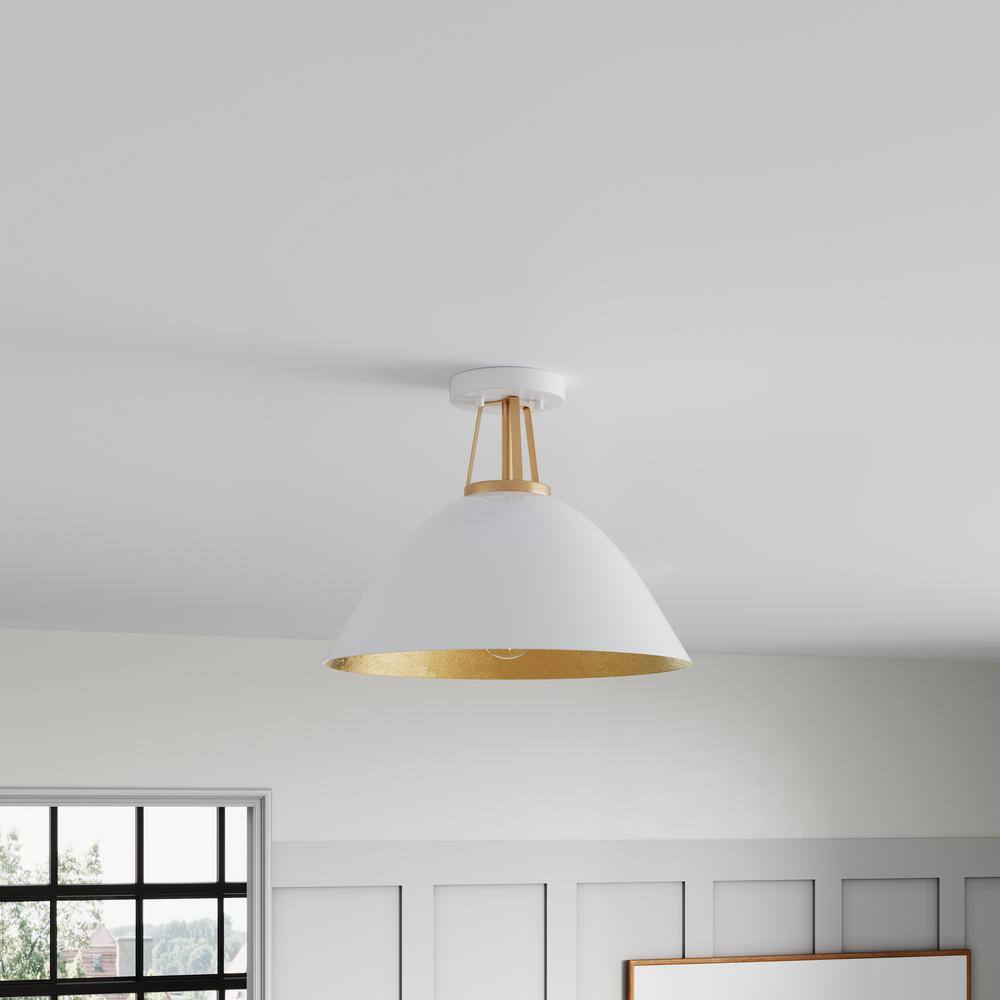 15.8 in. 1-Light Modern Semi-Flush Mount Farmhouse Close to Ceiling Lighting with Metal Shade - Hercitys