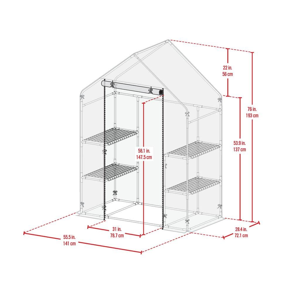 4 ft. 8 in. x 2 ft. 4 in x 6 ft. 4 in. Mini Greenhouse - Hercitys