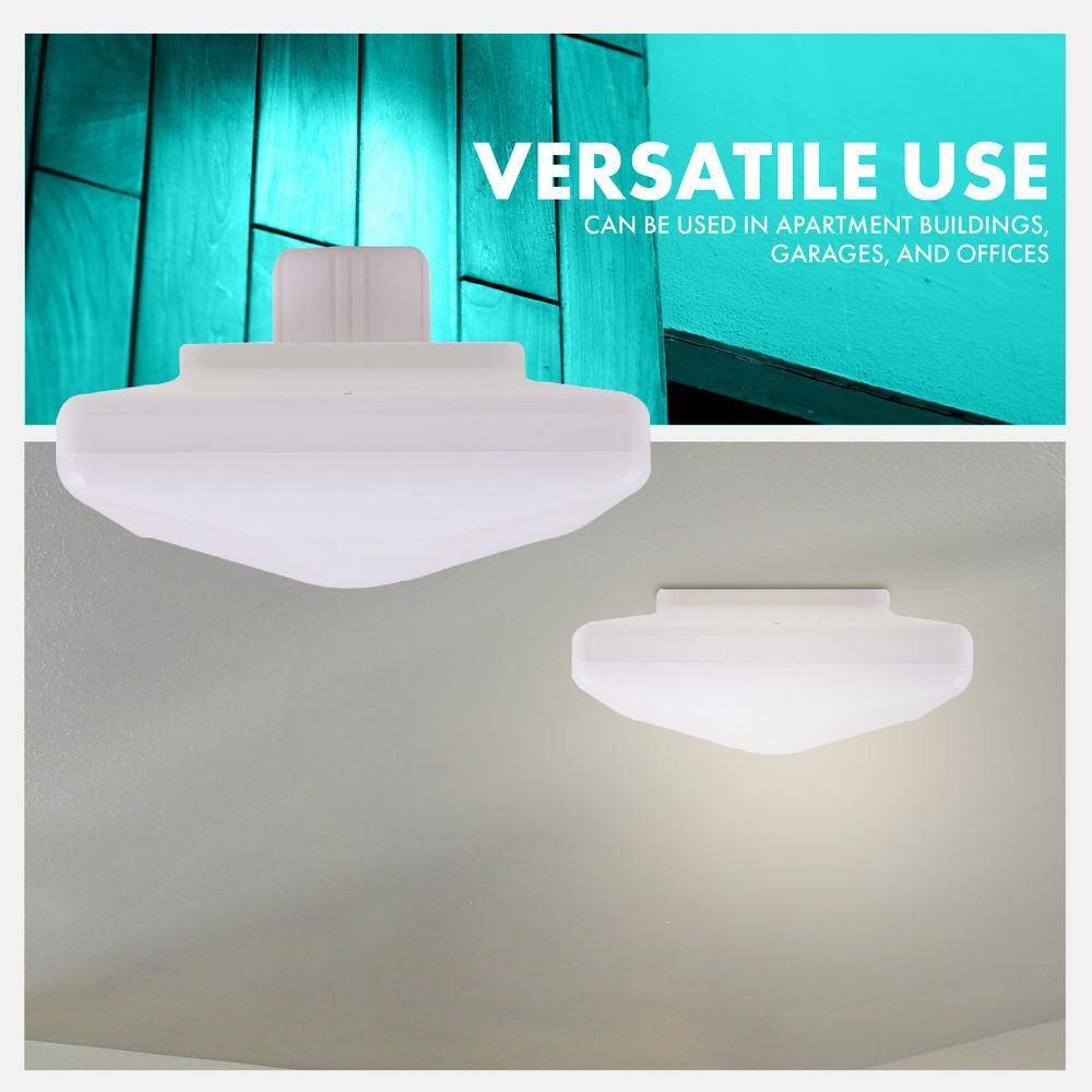 4.5 in. 60-Watt Square White Integrated LED Flush Mount with White Plastic Shade (4-Pack) - Hercitys