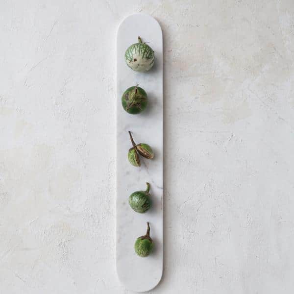 24 in. Modern White Oval Marble Serving Board - Hercitys