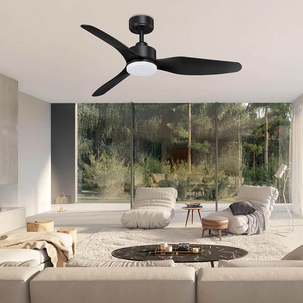 48 in.Smart Outdoor Indoor Black Ceiling Fans with LED Lights and Remote,WIFI Alexa App Workable,Quiet DC Motor,Dimmable - Hercitys