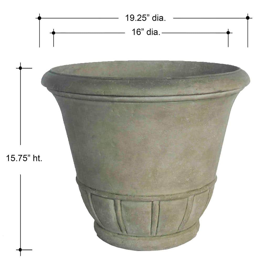 19.25 in. L x 19.25 in. W x 15.75 in. H Granite Stone Tempo Pot - Hercitys