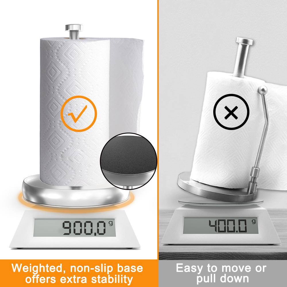 12.4 in. H x 6.9 in. W Sliver Paper Towel Holder Countertop with Ratchet Mechanism Steady Paper Towel Holder - Hercitys