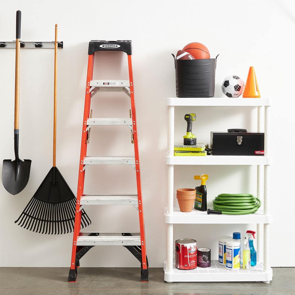 4 Shelf Adjustable Ventilated Medium Duty Shelving Unit, White, 14 x 32 x 54.5 inches - Hercitys