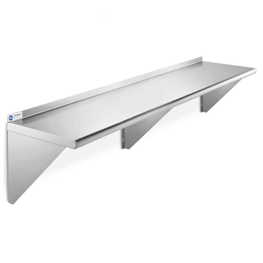 14 in. x 72 in. x 18.5 in. Stainless Steel Wall Mount Garage Wall Shelf with Brackets - Hercitys