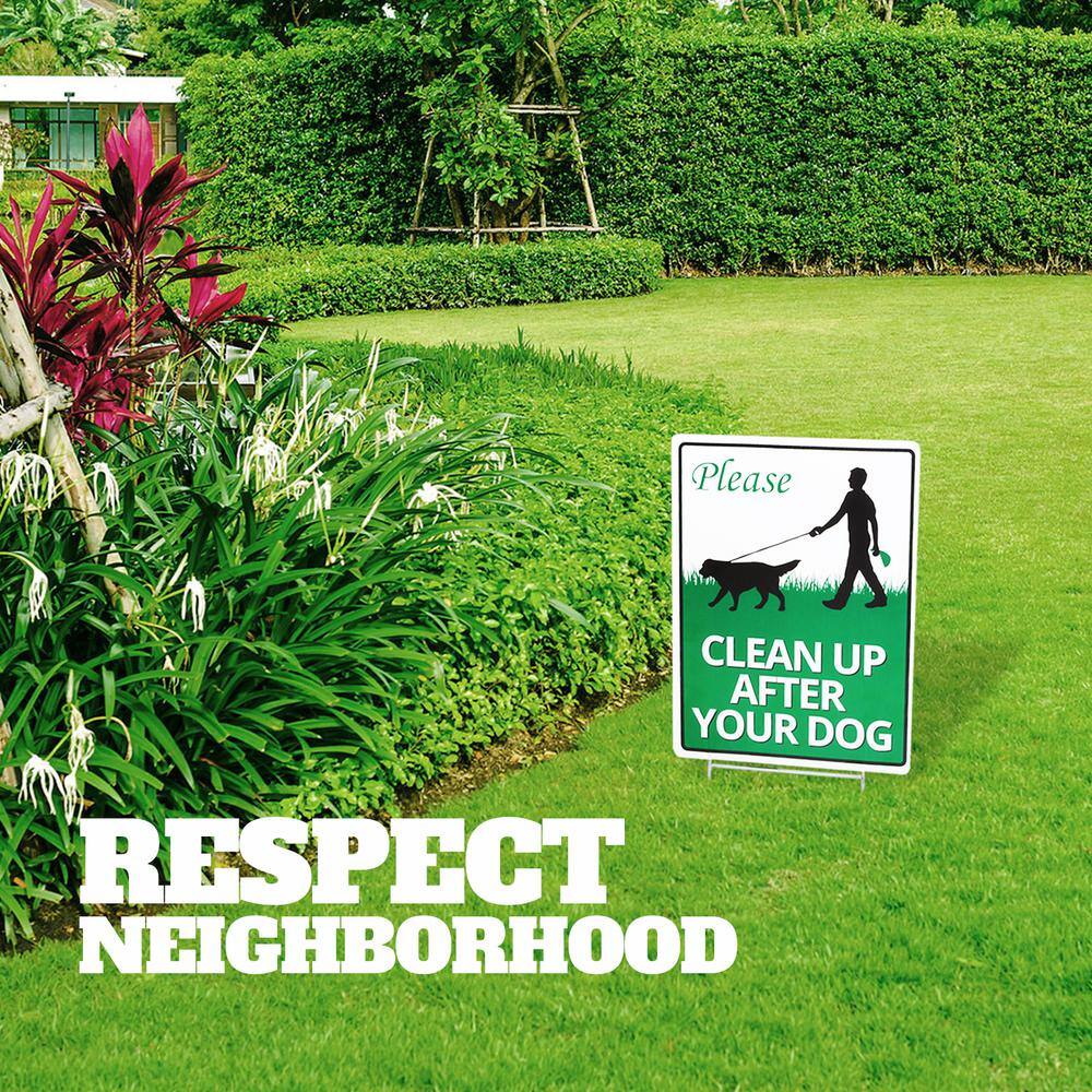 12 in. x 9 in. Clean Up After Your Dog Yard Sign, No Pooping Peeing Dogs Lawn Signs - Hercitys