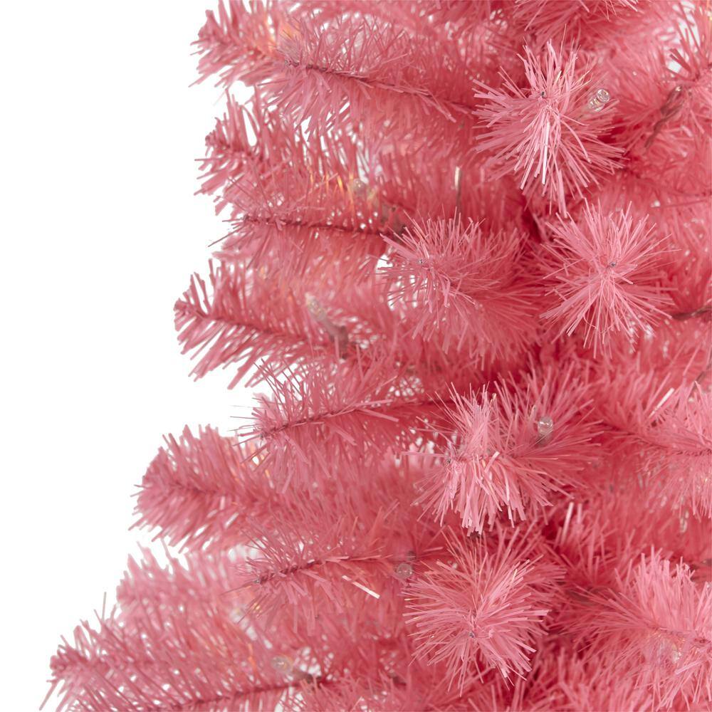 2 ft. Pre-Lit Pink Artificial Christmas Tree with 35 Battery Operated Clear LED Lights - Hercitys
