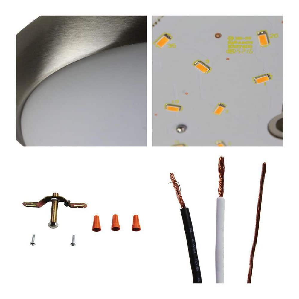 11 in. 1-Light Brushed Nickel LED Flush Mount - Hercitys