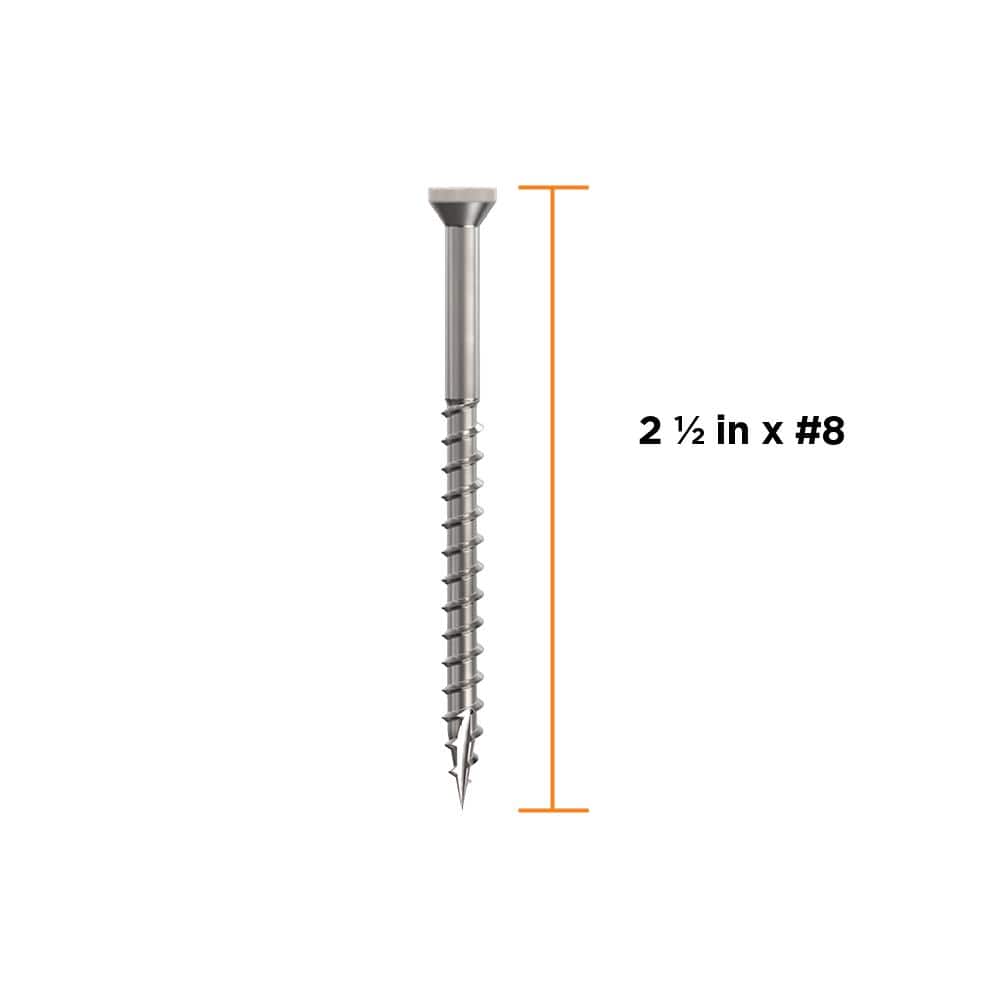 2-1/2 in. #8 316 Stainless Steel Stone Gray Premium Star Drive Trim Screws (350-Count) - Hercitys