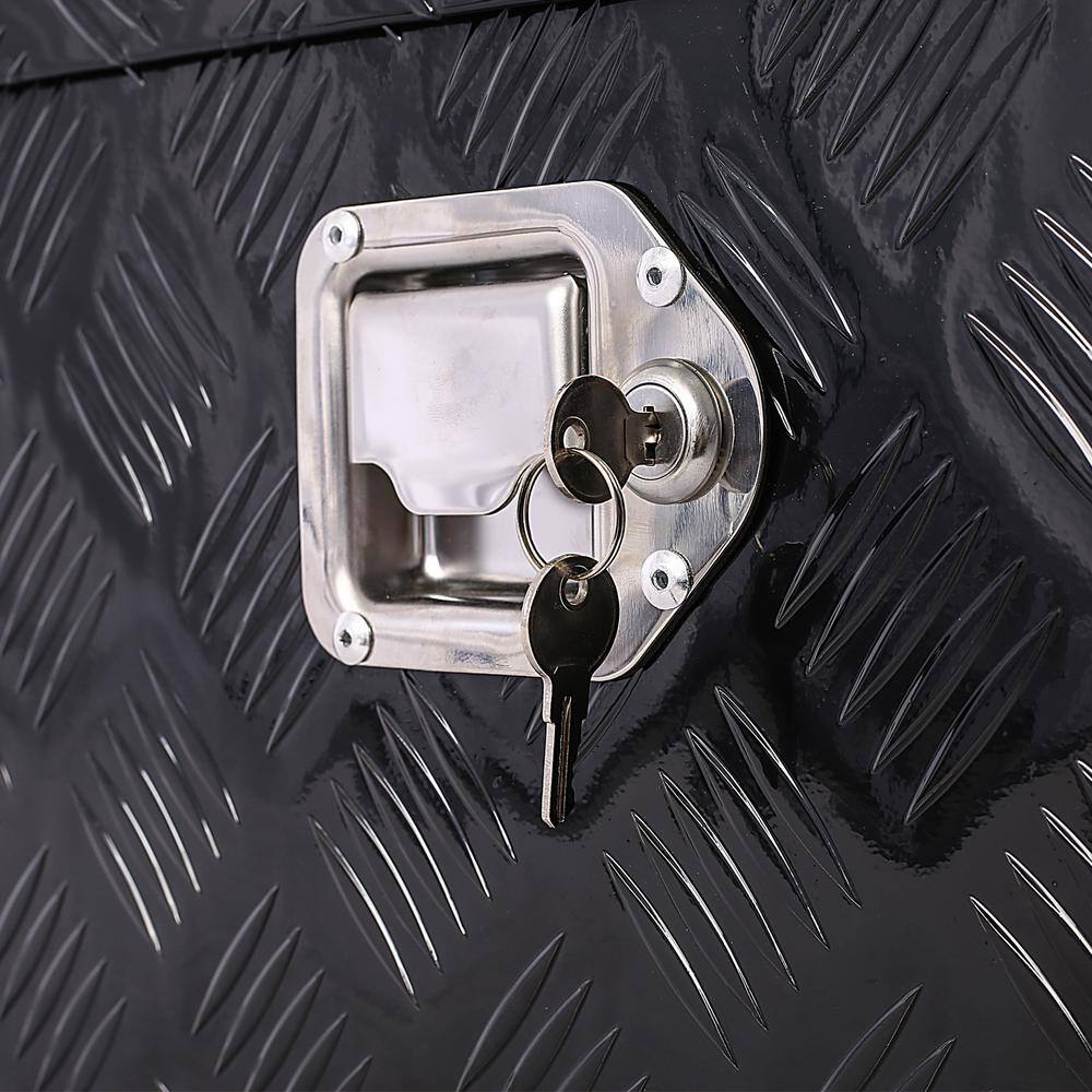 17.2 Gal. 30 in. W x 13 in. D x 10.2 in. H Black Heavy Duty Aluminum Tool Storage Box, Deck Box with 2 Keys - Hercitys