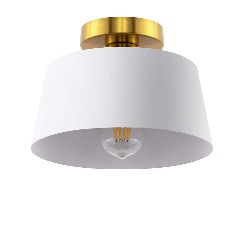 5 In. 1-Light Matte White Semi-Flush Mount for Hallway, E26 Base, No Bulbs Included (2-Pack) - Hercitys