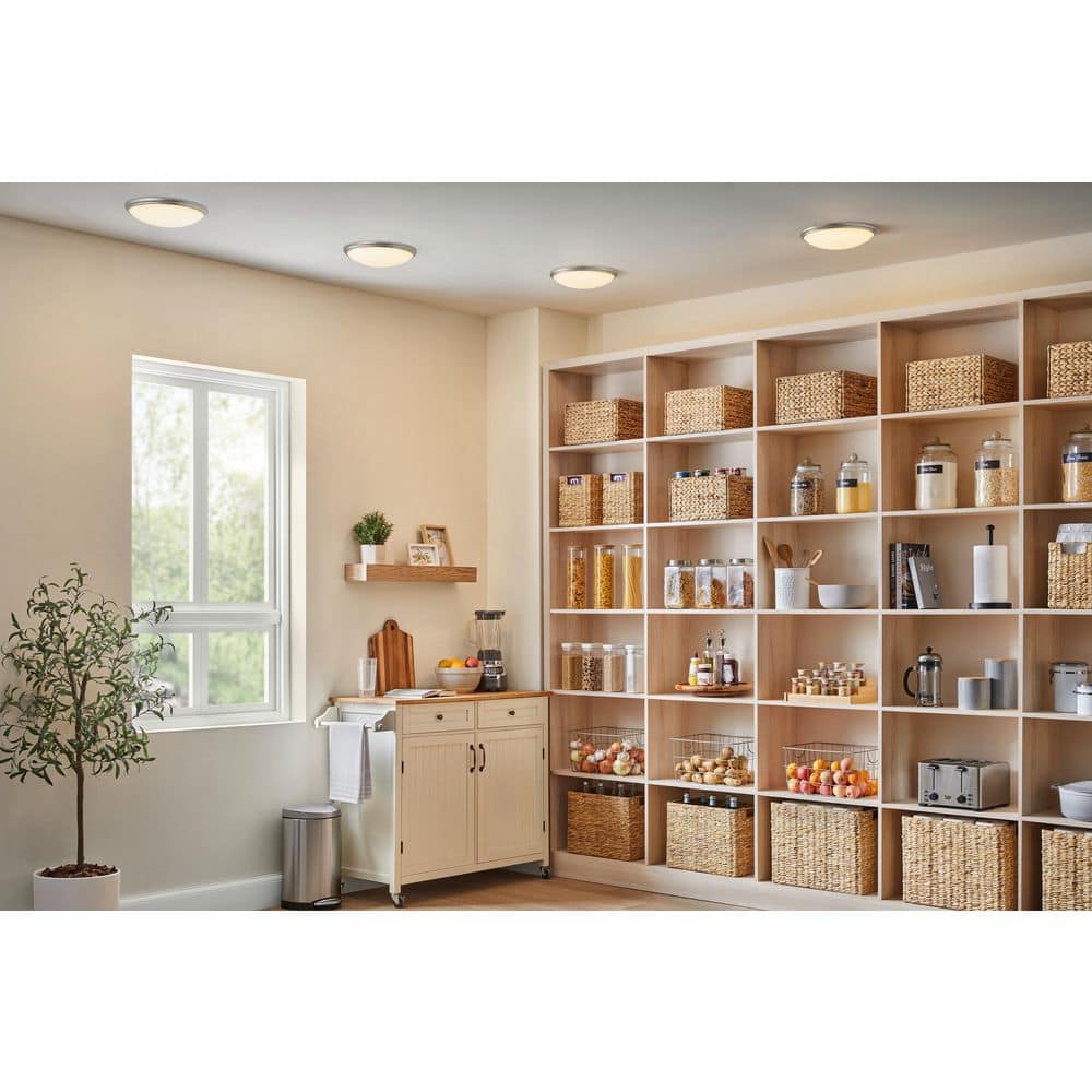 12 in. Light Brushed Nickel and Oil-Rubbed Bronze Adjustable CCT Integrated LED Flush Mount with Interchangeable Trim - Hercitys