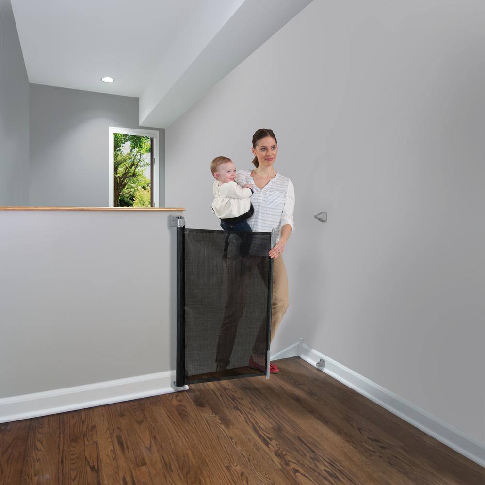 33.5 in. H Wall Mount Gate Retractable Safeway Wall Mounted Gate in Black - Hercitys