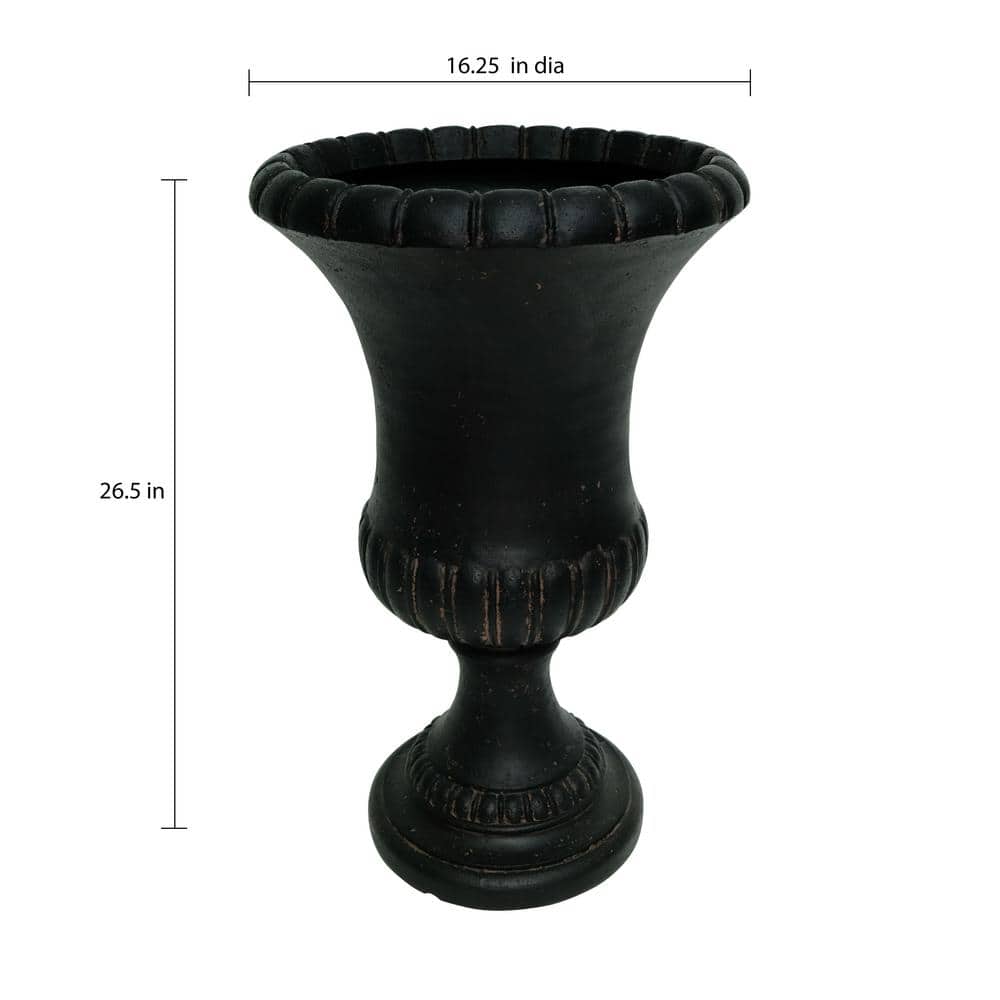 26.5 in. H Aged Charcoal Cast Stone Entrance Urn Planter - Hercitys