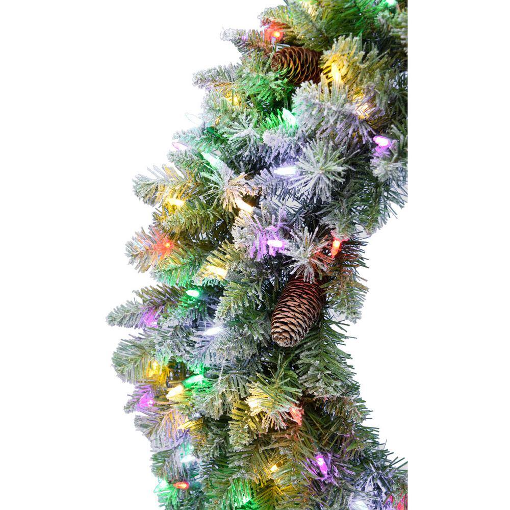 36 in. Pre-Lit LED Artificial Christmas Wreath with Pinecones - Hercitys