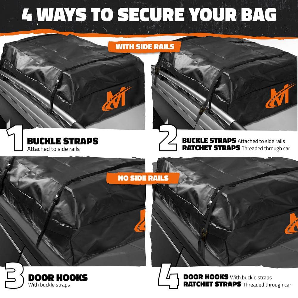 25 cu. ft. Waterproof Rooftop Carrier Bag Capacity Storage Roof Bag Use With Or Without Racks/Bars Accessories Included - Hercitys