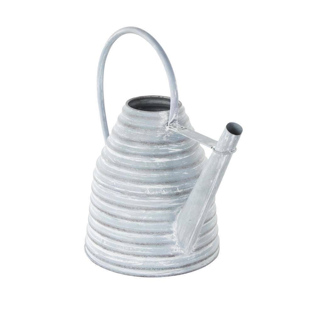 12 x 14 x 7 in. Medium Gray Metal Watering Can Beehive Shaped Watering Can Planter with Large Loop Handle - Hercitys