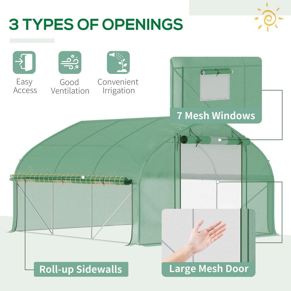 136.8 in. W x 117.6 in. D x 79.2 in. H Green Walk-In Tunnel Greenhouse - Hercitys