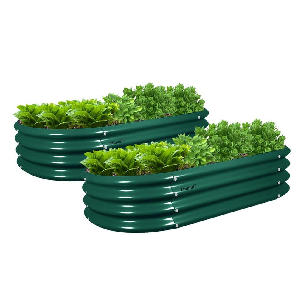 48 in. x 24 in. x 12 in. Galvanized Metal Raised Garden Bed in Green (2-Pack) - Hercitys