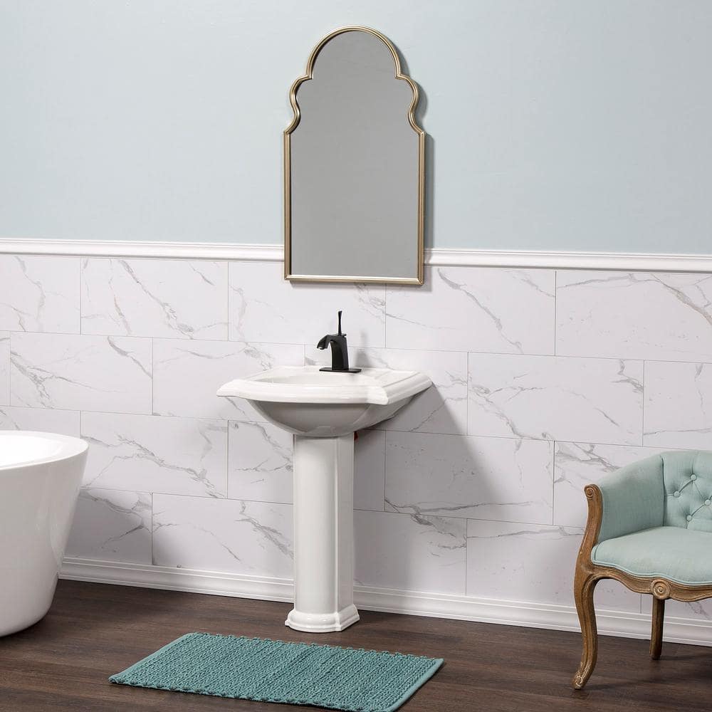 23.23 in. L x 11.1 in. W Carrara Marble No Grout Vinyl Wall Tile (17.9 sq. ft./case) - Hercitys