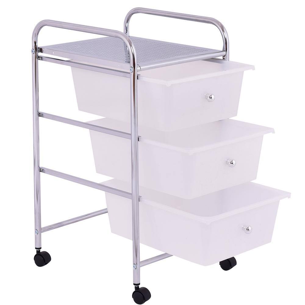 12.6 in. W x 24.4 in. H Clear Pull-Out Plastic 3-Drawer Rolling Storage Cart - Hercitys