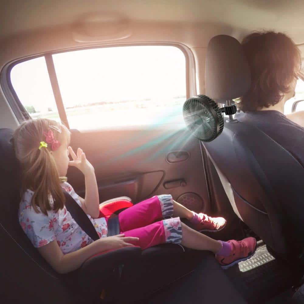 360 Rotatable Portable USB Powered 4 in. 3 fan speeds Desk Fan in Black, Car Cooling for Backseat Dashboard Window Clip - Hercitys