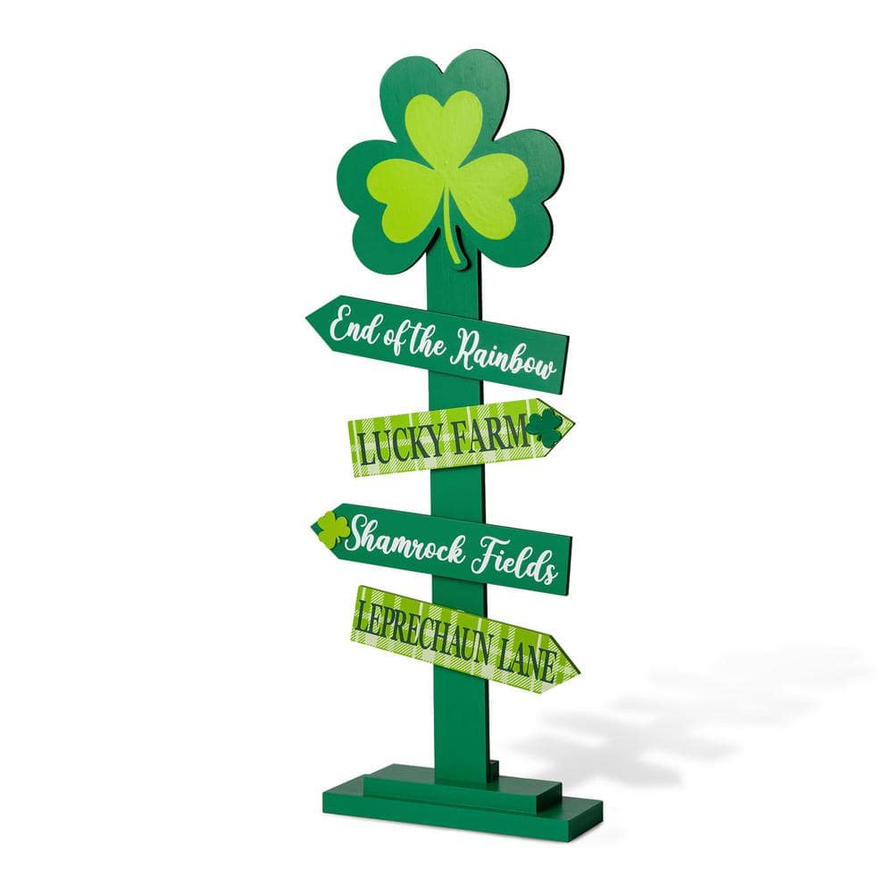 36 in. H St. Patrick’s Wood Shamrock Word Sign Porch Decor - Hercitys
